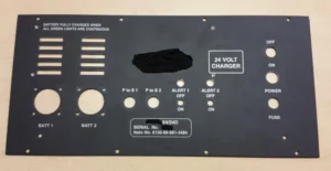 Control panel with artwork labelling aluminium